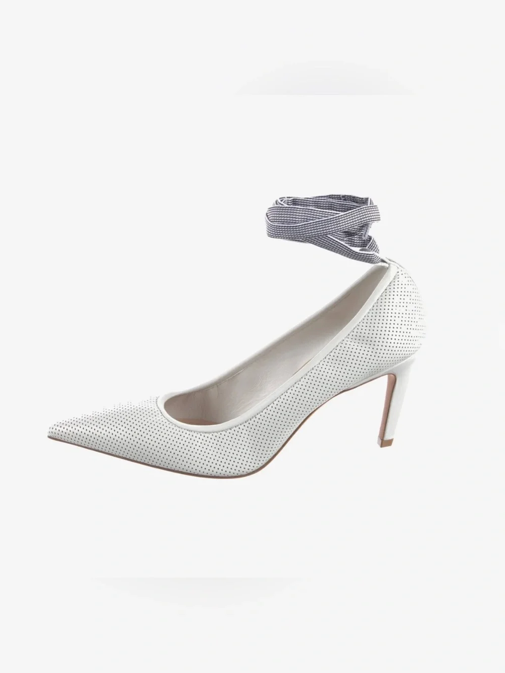 Christian Dior White Perforated Leather Ankle Tie Pumps Size 40
